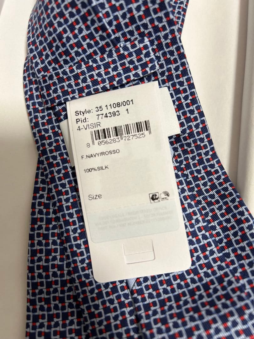 FERRAGAMO ネクタイ ネイビー/レッド 100%シルク