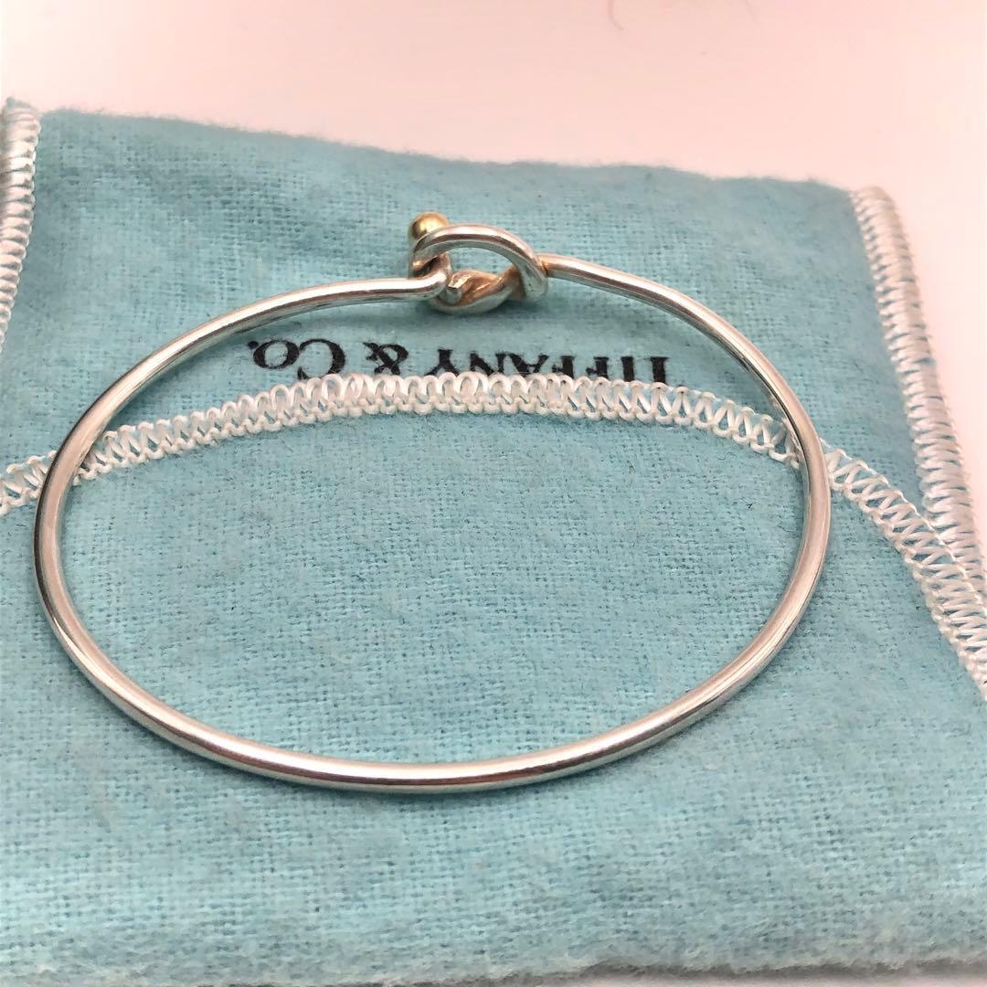 オールドティファニー フック＆アイ ラブノット バングル コンビ 925 18K