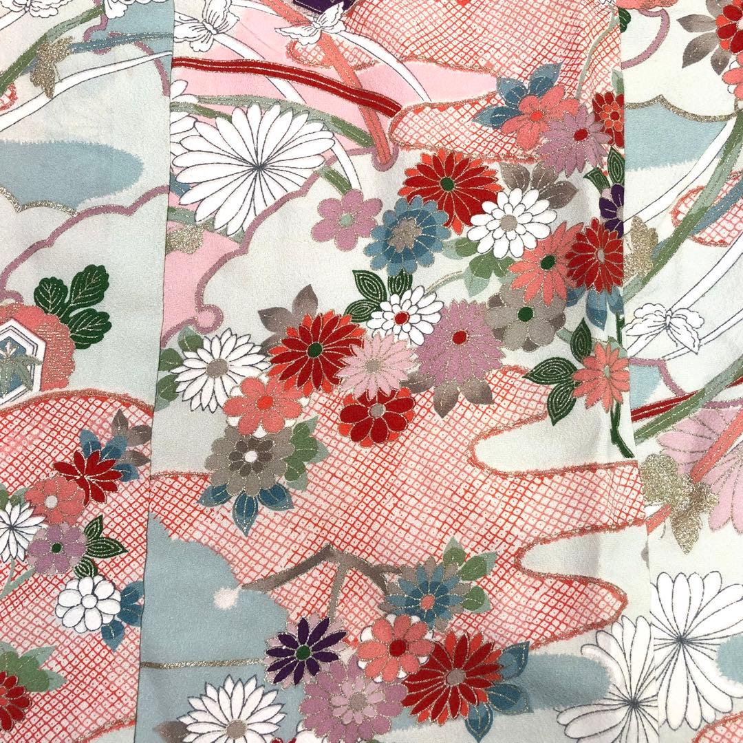 子供着物 アンティーク 七五三 3歳 花柄模様 CK-7367