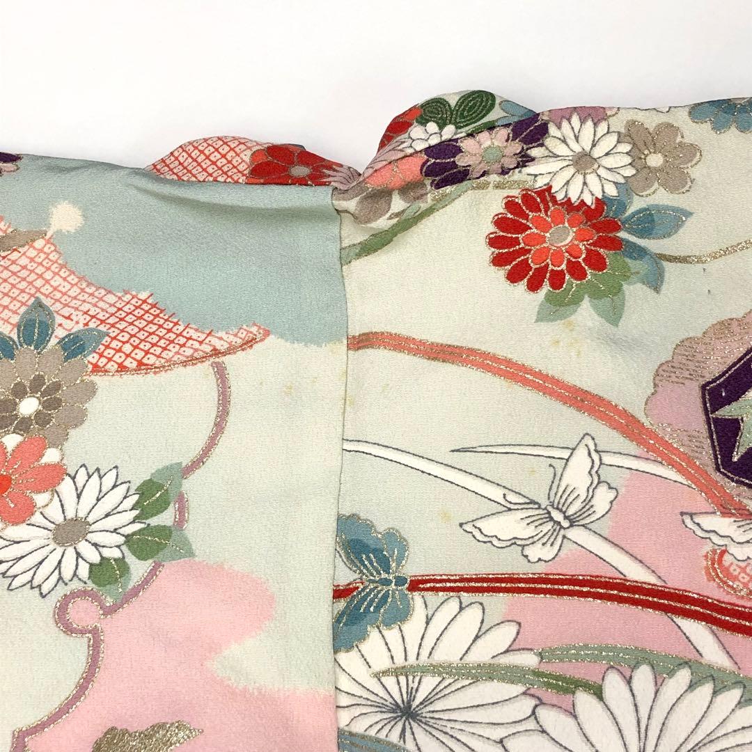 子供着物 アンティーク 七五三 3歳 花柄模様 CK-7367