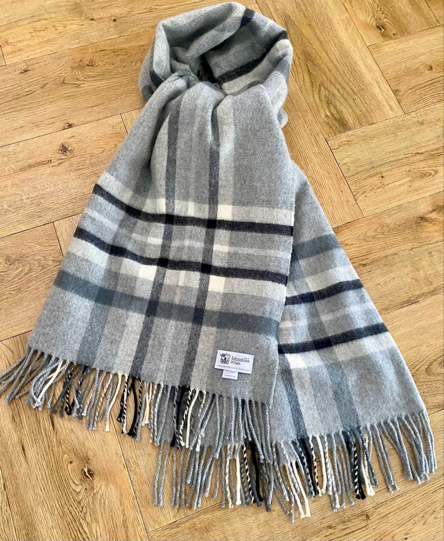Johnstons of Elginジョンストンズ大判カシミヤストール グレー