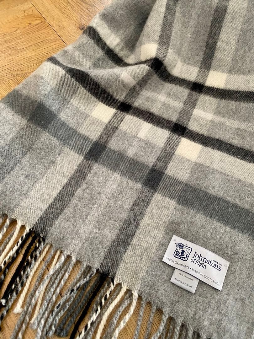 Johnstons of Elginジョンストンズ大判カシミヤストール グレー