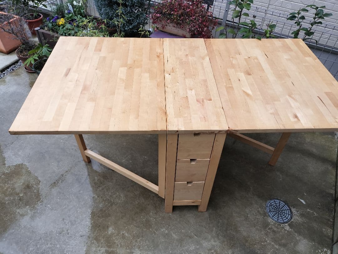 IKEA NORDEN 開閉式テーブル 引出し 説明書付き