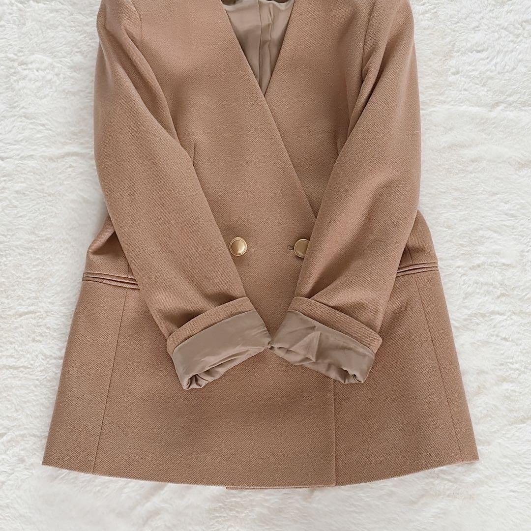 美品✨【アナイ】ダブルジャケット 金ボタン ツイルジャージＶノーカラージャケット