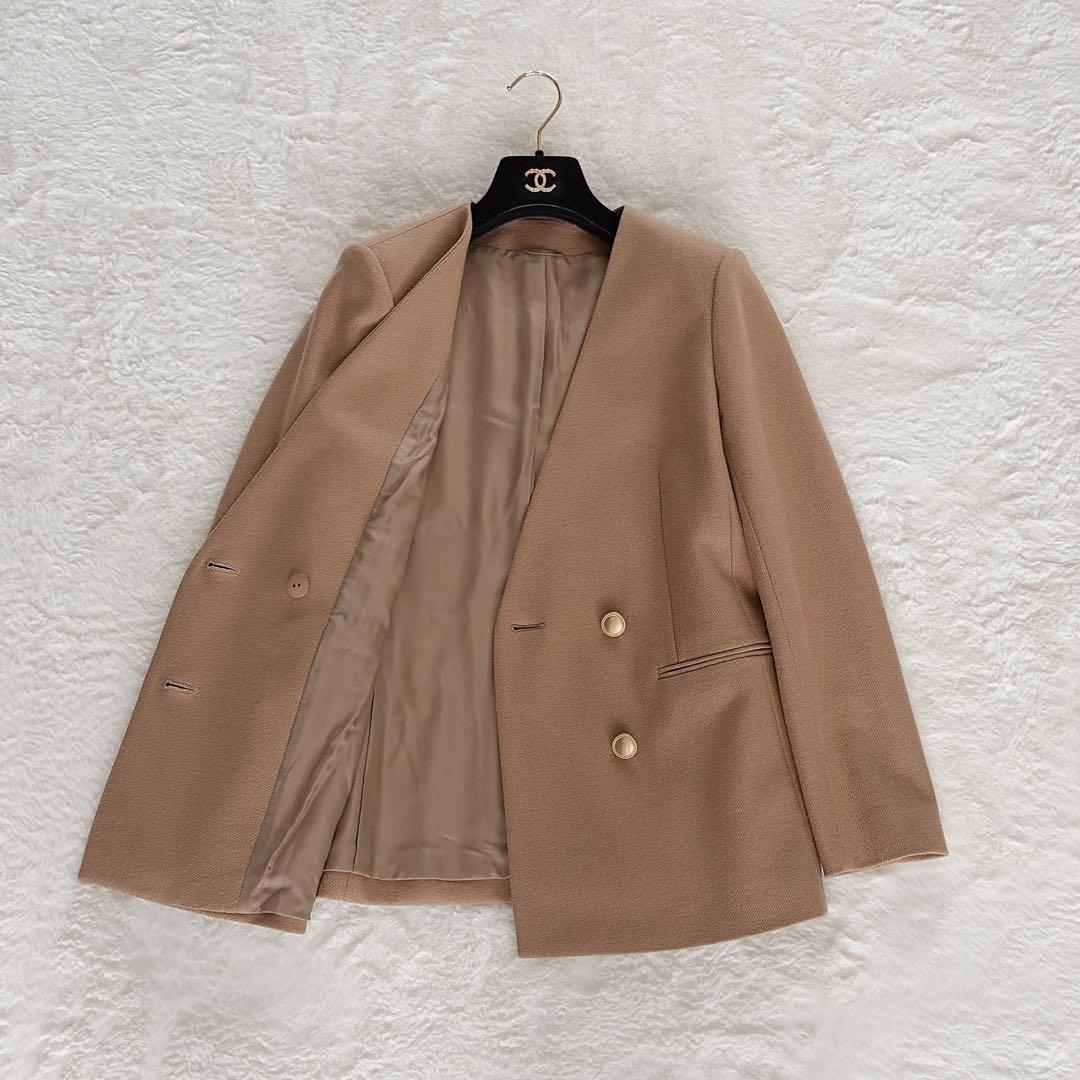 美品✨【アナイ】ダブルジャケット 金ボタン ツイルジャージＶノーカラージャケット