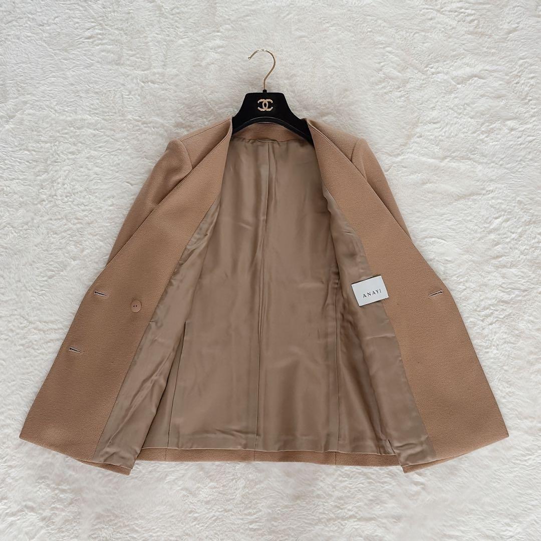 美品✨【アナイ】ダブルジャケット 金ボタン ツイルジャージＶノーカラージャケット