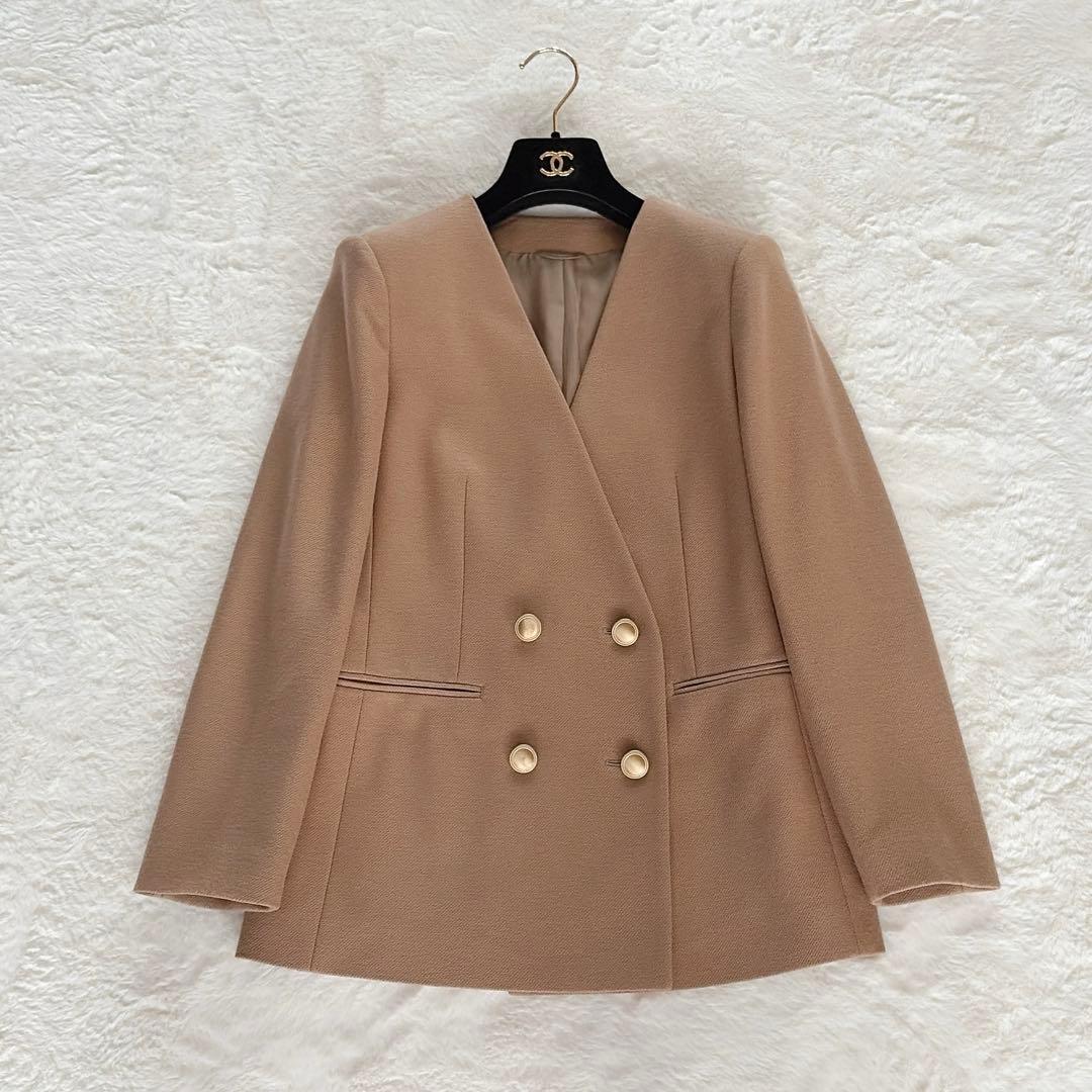 美品✨【アナイ】ダブルジャケット 金ボタン ツイルジャージＶノーカラージャケット