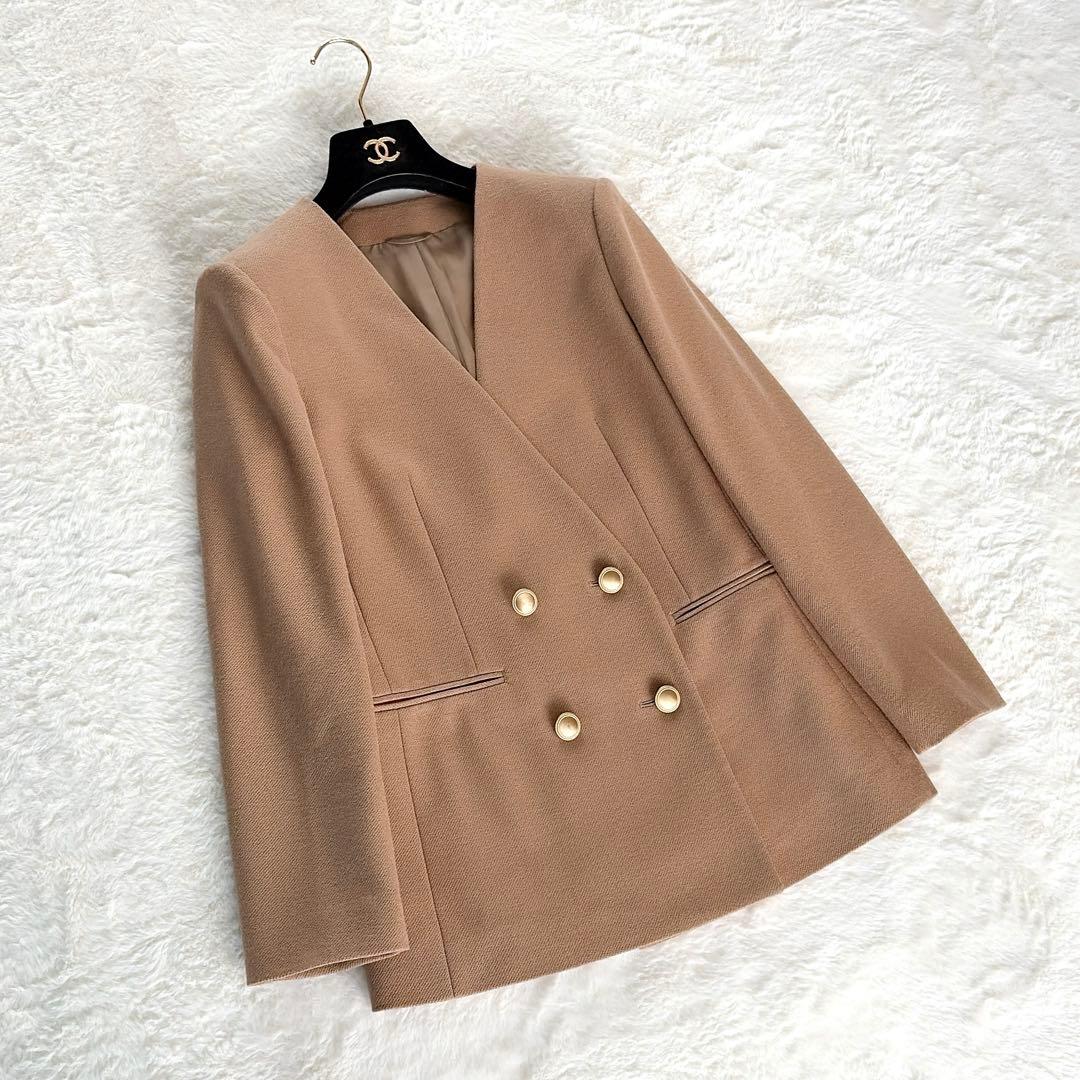 美品✨【アナイ】ダブルジャケット 金ボタン ツイルジャージＶノーカラージャケット