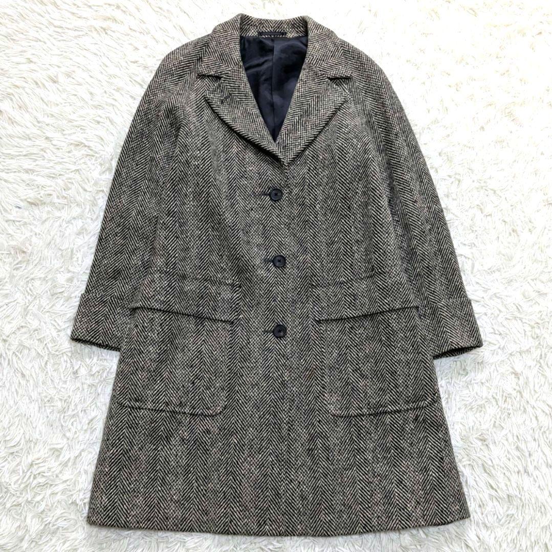 マーガレットハウエル ウール チェスターコート ロング ヘリンボーン L