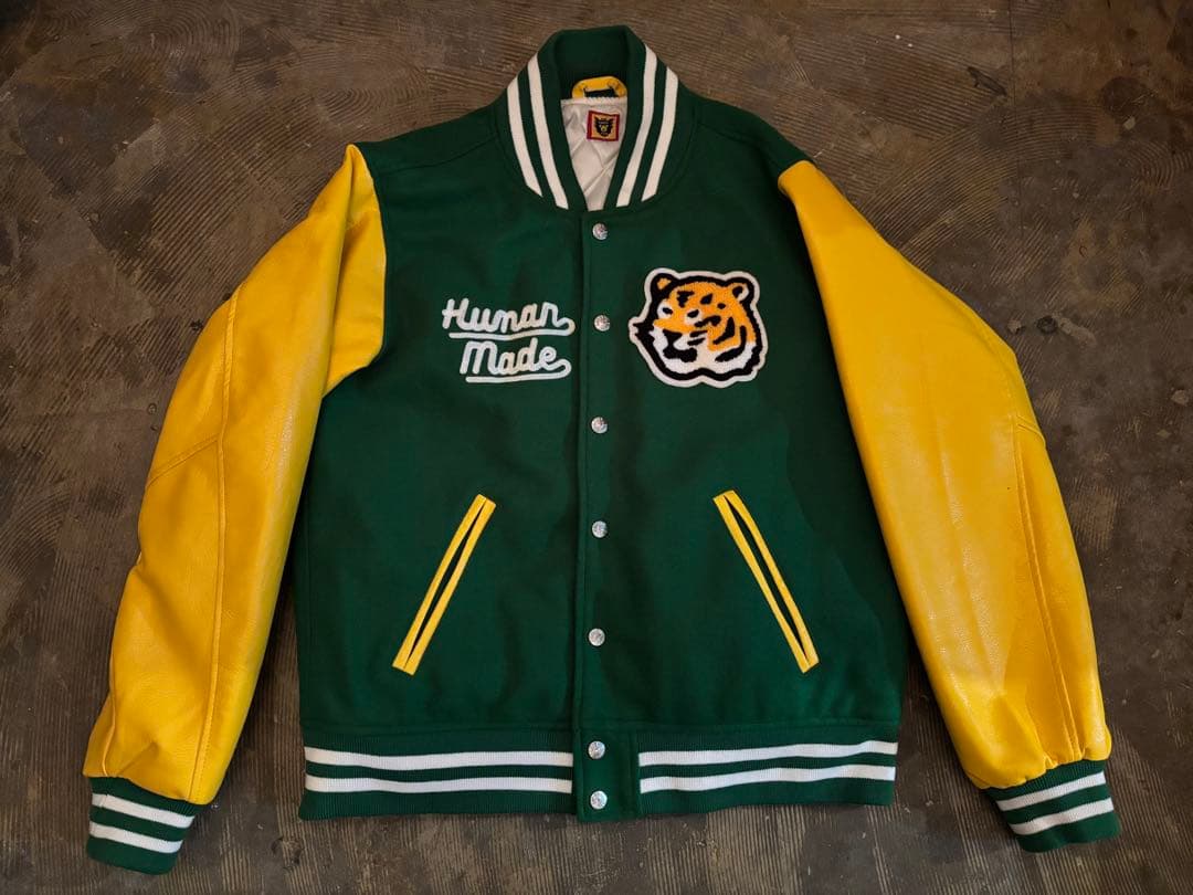 HUMAN MADE スタジャン 緑/黄 虎刺繍