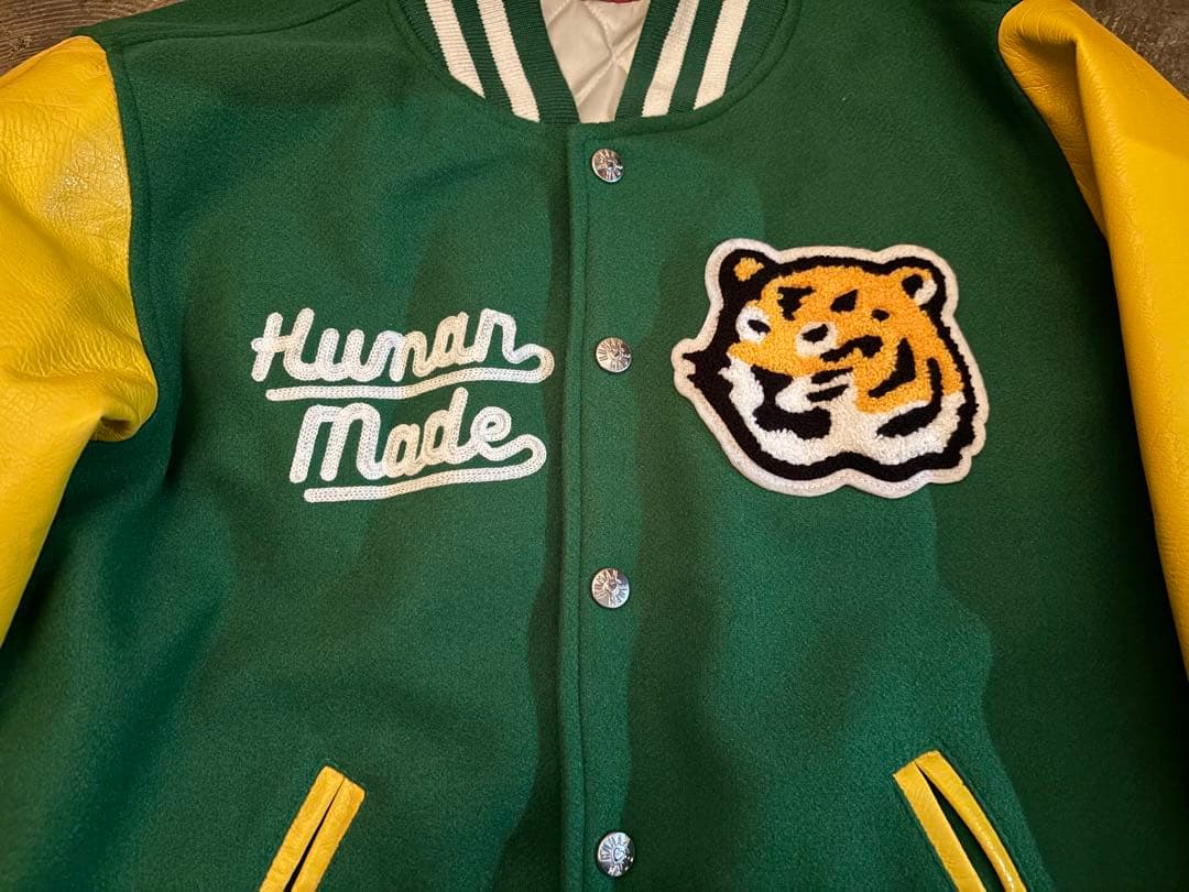 HUMAN MADE スタジャン 緑/黄 虎刺繍