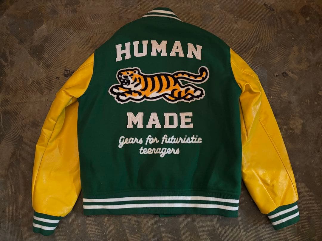 HUMAN MADE スタジャン 緑/黄 虎刺繍