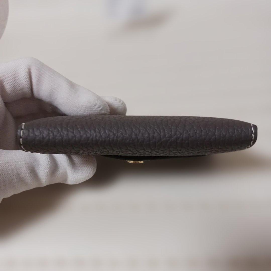 3032【未使用級】ボナベンチュラレザーエンベロープカードケース　グレー