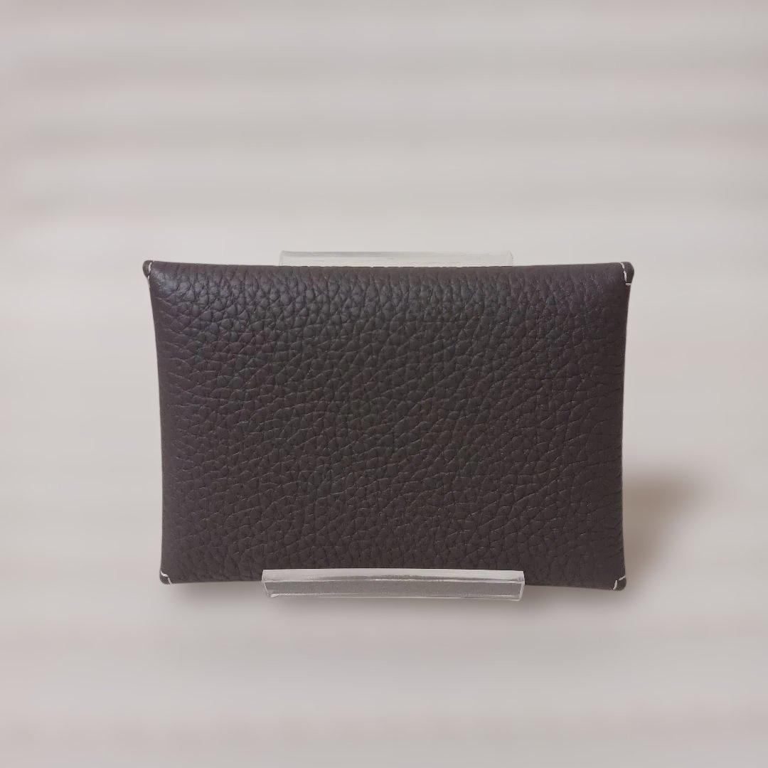 3032【未使用級】ボナベンチュラレザーエンベロープカードケース　グレー
