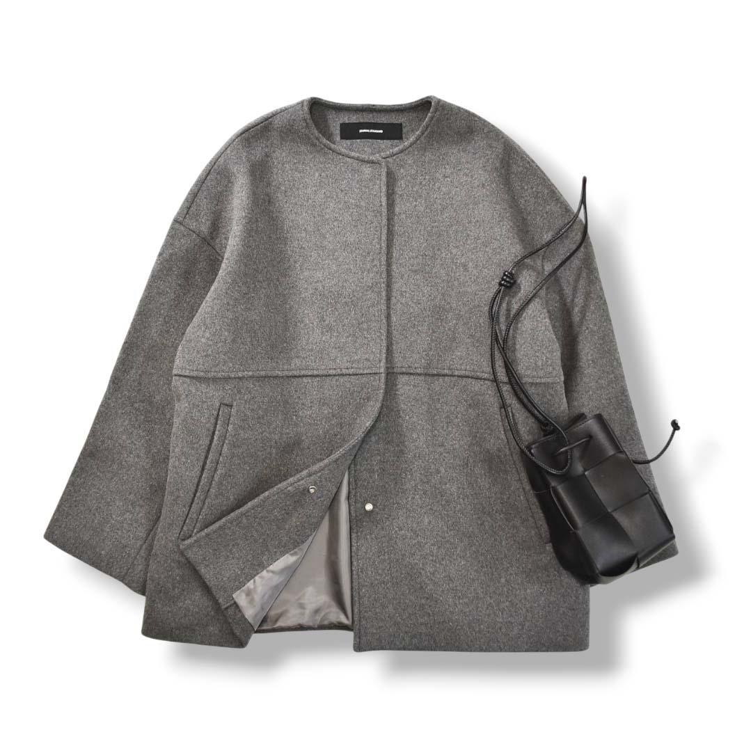 【美品】 ジャーナルスタンダード ウールコート シンプル 通勤 38 グレー♪