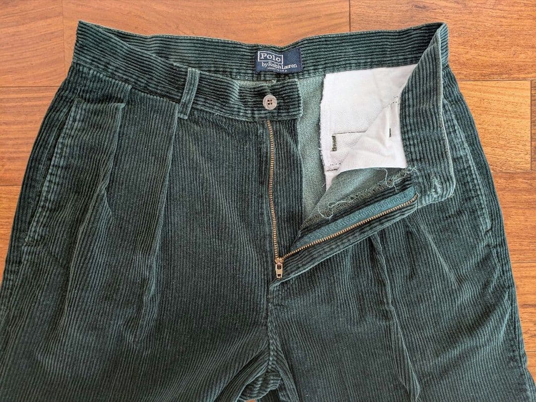 90s ラルフローレン usa製 初期タグ　コーデュロイパンツ　ダークグリーン