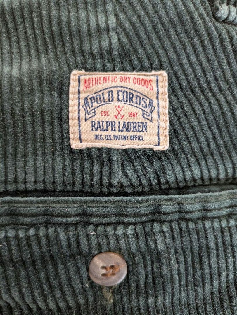 90s ラルフローレン usa製 初期タグ　コーデュロイパンツ　ダークグリーン