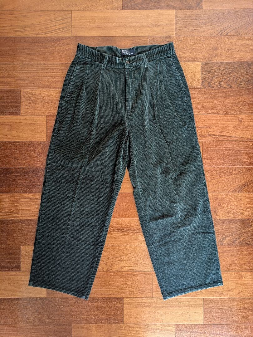 90s ラルフローレン usa製 初期タグ　コーデュロイパンツ　ダークグリーン