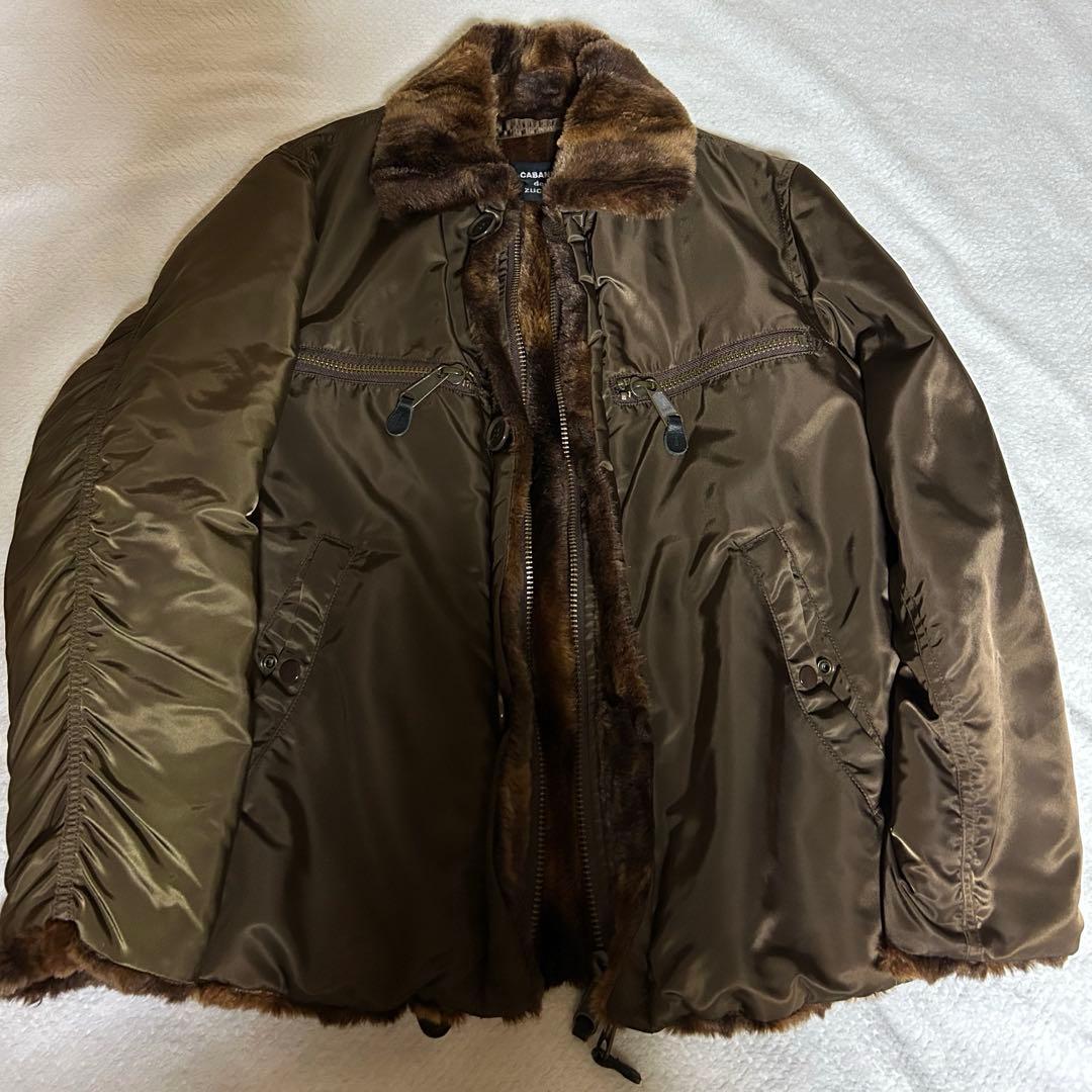 白飯 CABANE de zucca ファー付フライトジャケットブラウンS