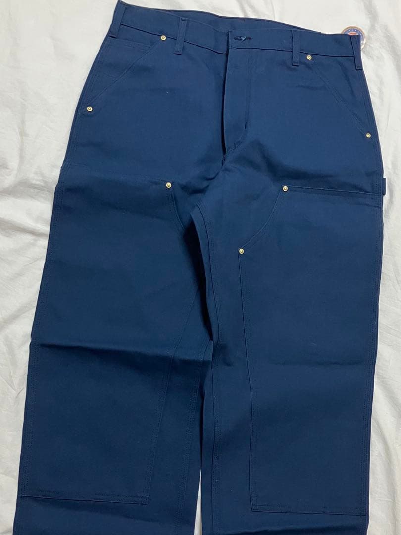 レアB01 ネイビー USA製 ダブルニー Ｗ34L32 未使用 カーハート 紺