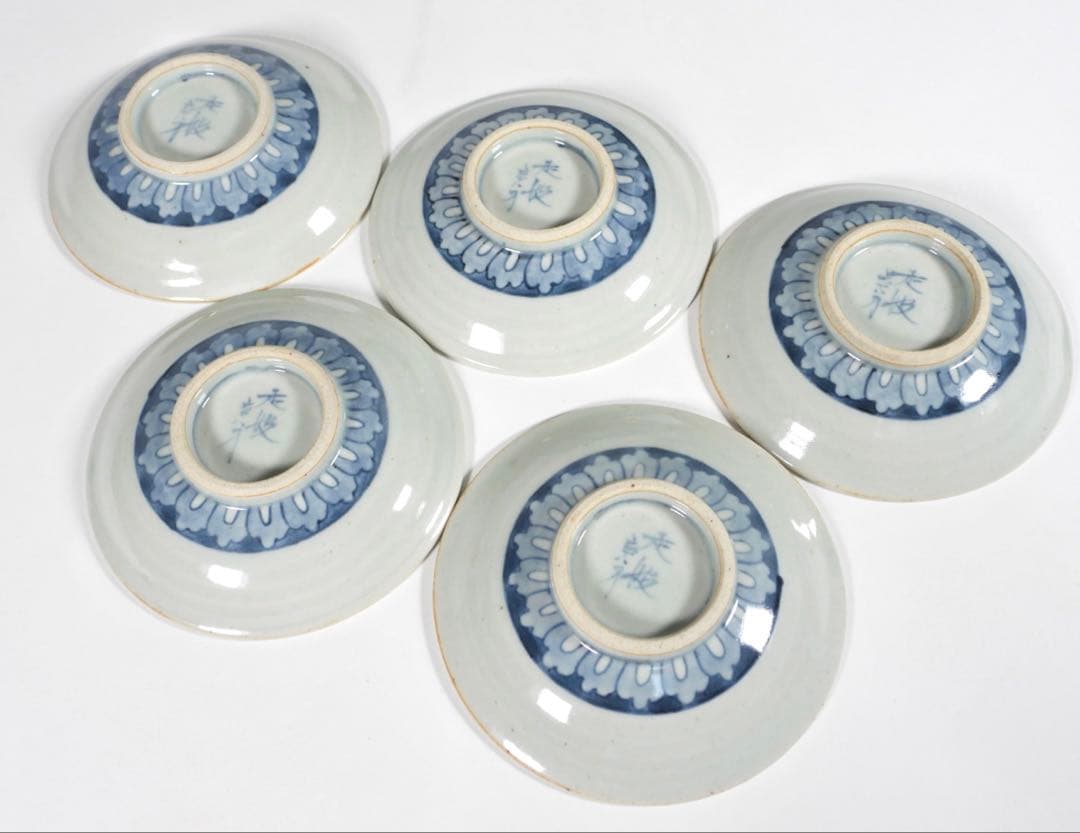 佐藤走波 五代 染錦　辻が花文　三、五寸皿　小皿5枚