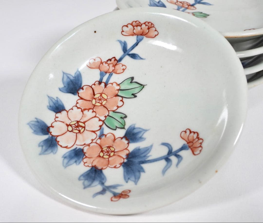 佐藤走波 五代 染錦　辻が花文　三、五寸皿　小皿5枚