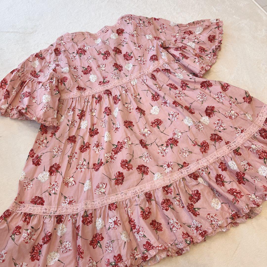 【極美品】ピンクハウスレース使いカーネーションチュニックブラウス　定価37400