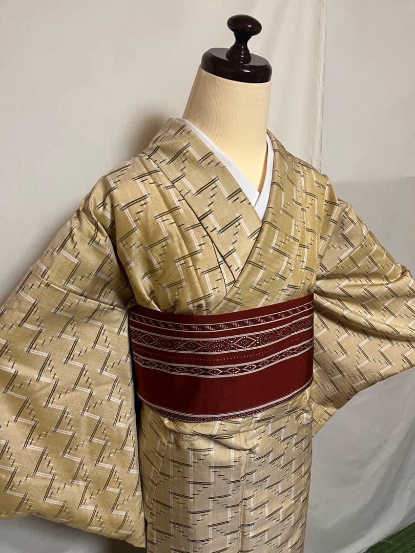 【超絶逸品】⭐️沖縄県伝統工芸品⭐️【琉球絣】⭐️天然染料⭐️総絣⭐️手引真綿⭐️紬⭐️着物