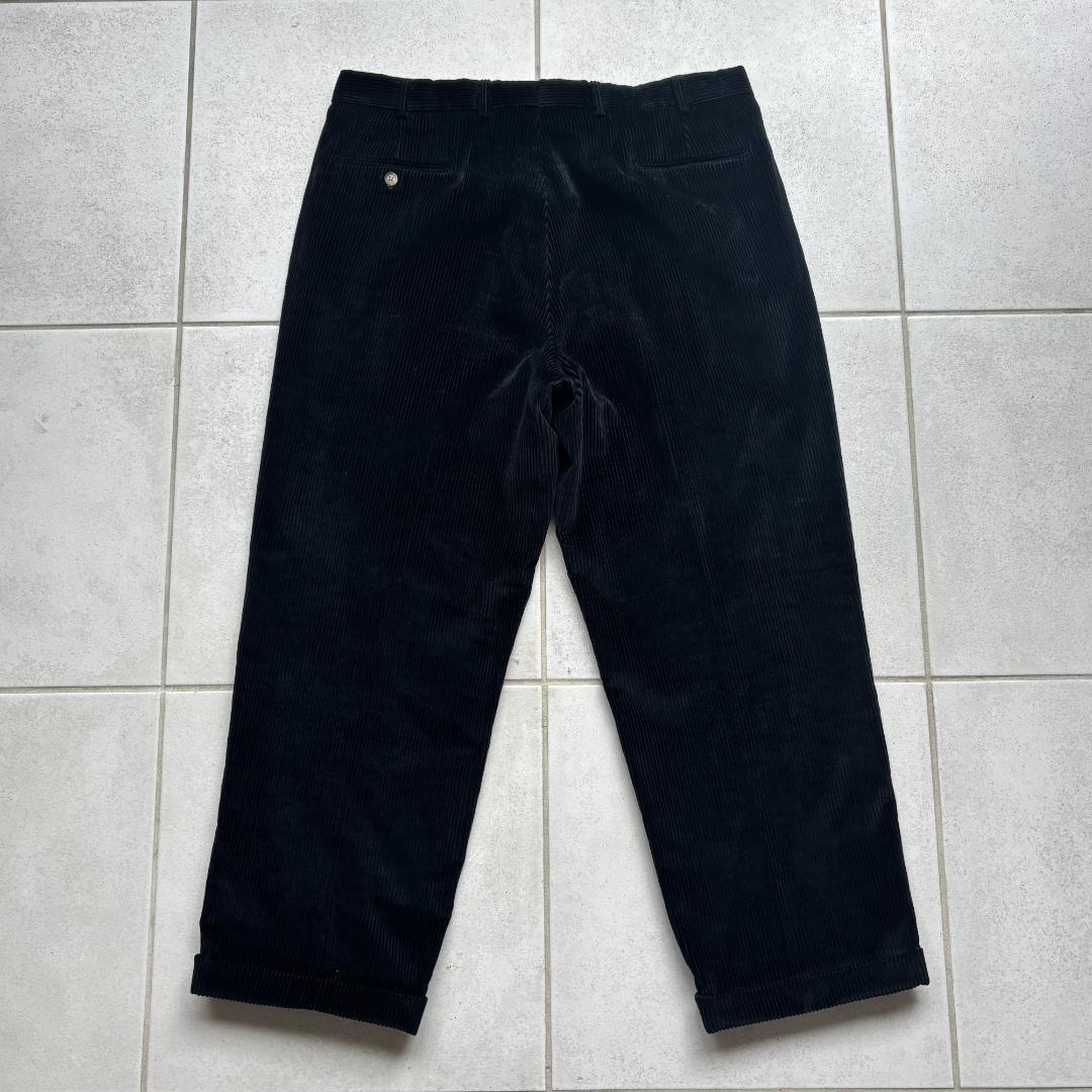 80sUSA製Brooks Brothers ブラックコーデュロイパンツ太畝37
