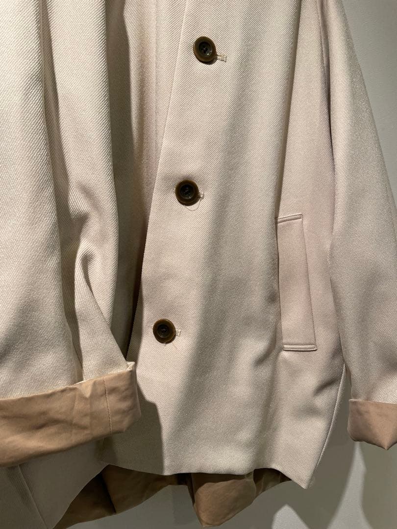 prit(プリット)ポリエステルツイル　リバーシブルノーカラー コート