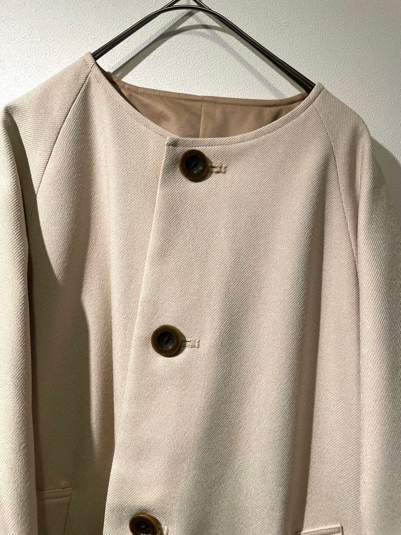 prit(プリット)ポリエステルツイル　リバーシブルノーカラー コート