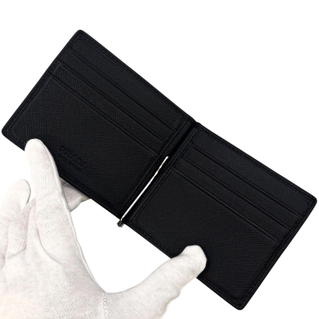 極美品 プラダ サフィアーノ マネークリップ 財布 札入れ カード コンパクト