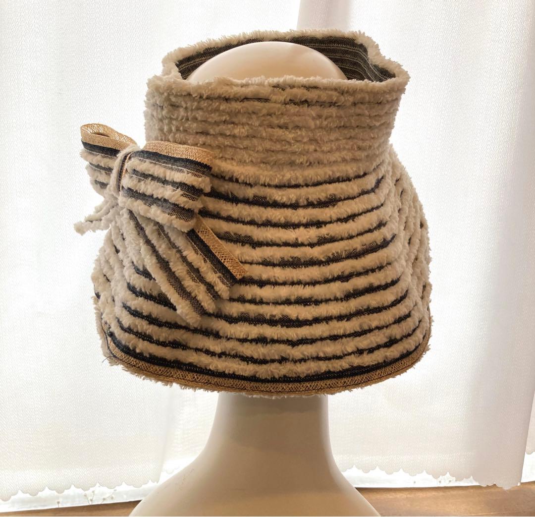 超美品　アキオヒラタ　サンバイザー　Lサイズ　リボン付(取り外し可能)