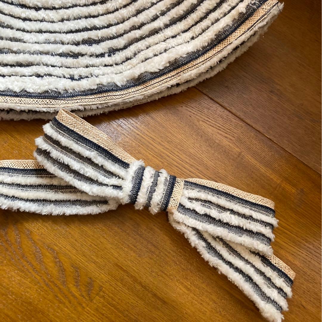 超美品　アキオヒラタ　サンバイザー　Lサイズ　リボン付(取り外し可能)