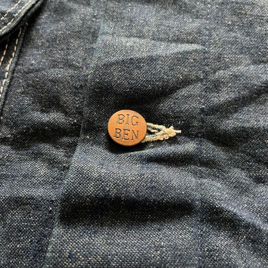80s USA製 BIGBEN デニムカバーオール 裏地ブランケット 襟コーズ