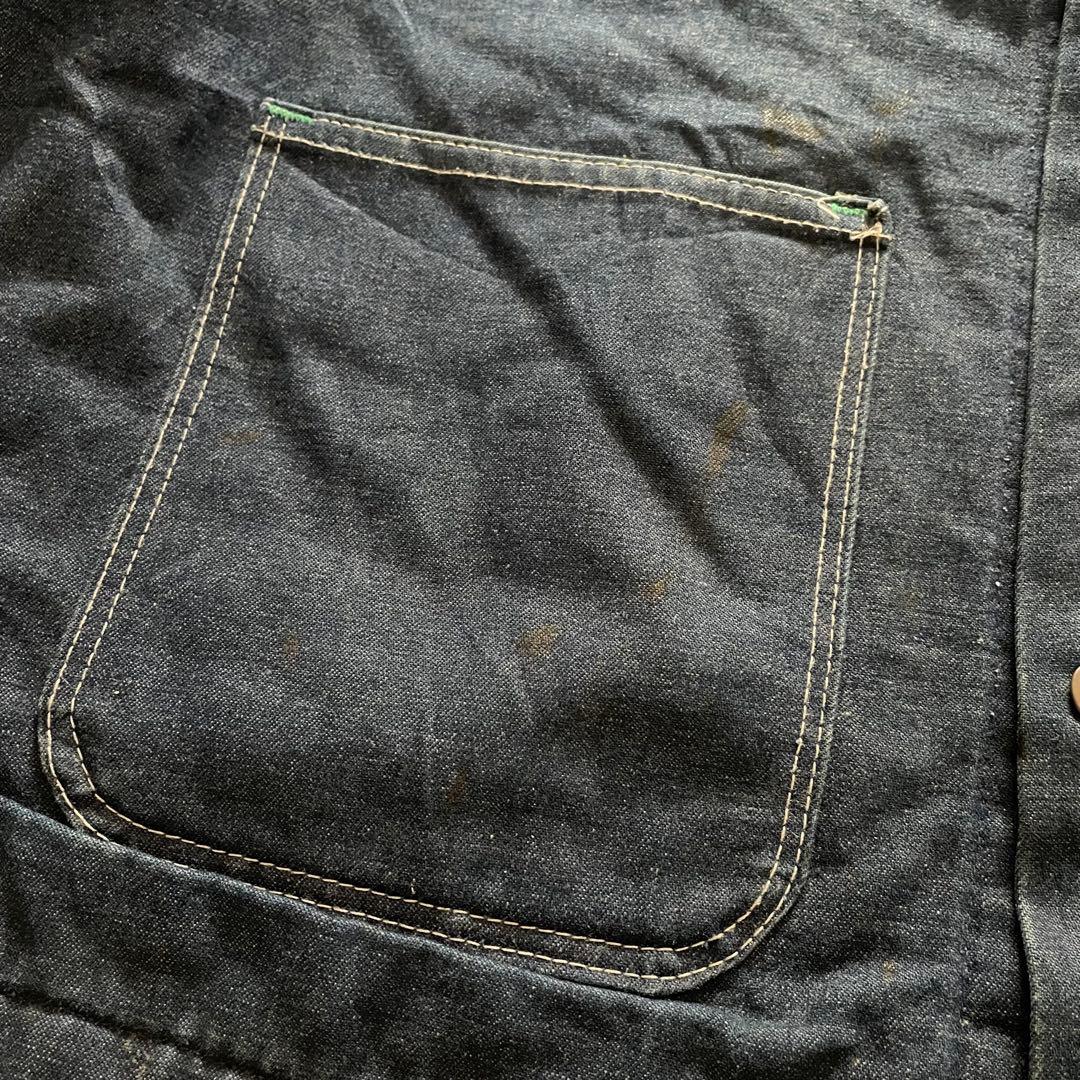 80s USA製 BIGBEN デニムカバーオール 裏地ブランケット 襟コーズ