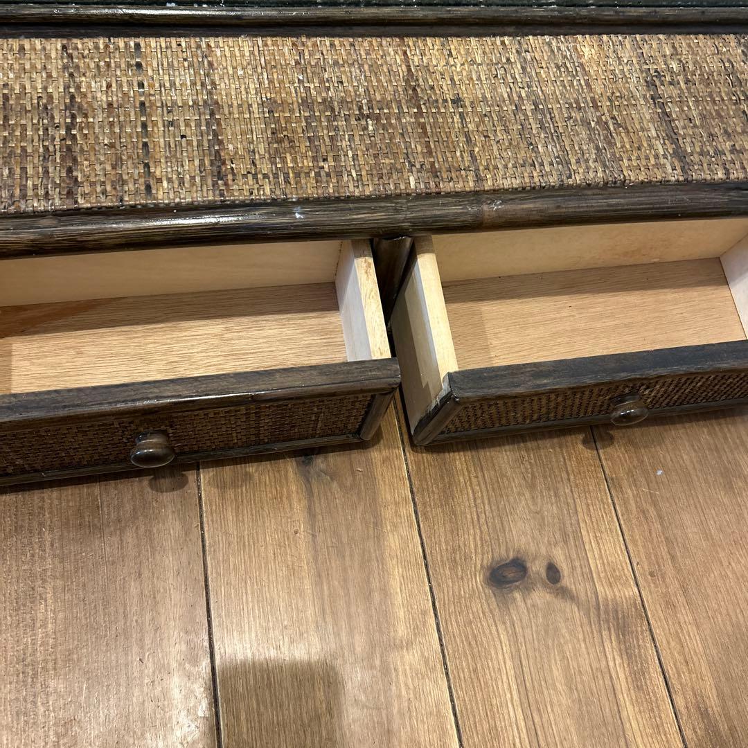希少　ラタン　ドレッサー　家具　籐　鏡 引き出し収納　古道具　置き型　レトロ