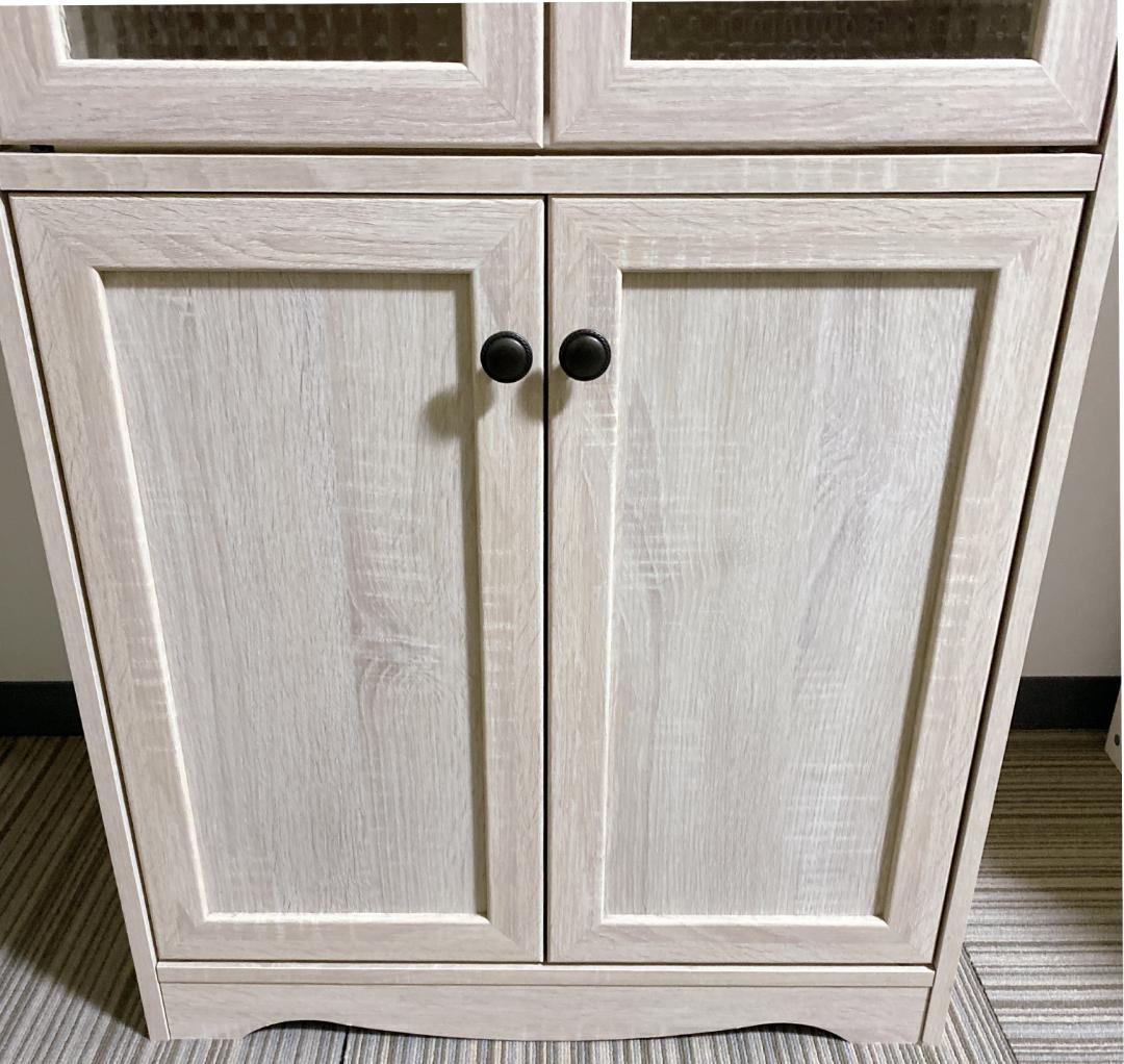 マナベインテリアハーツ キャビネット 食器棚 クロスガラス扉付 高さ120㎝