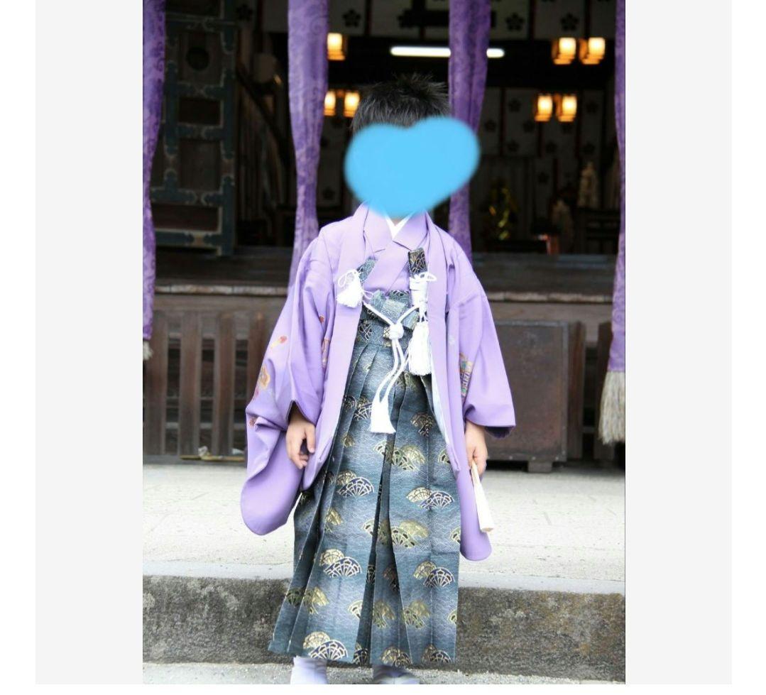 七五三 和装 着物　羽織袴5歳　男の子　鷹柄　美品！