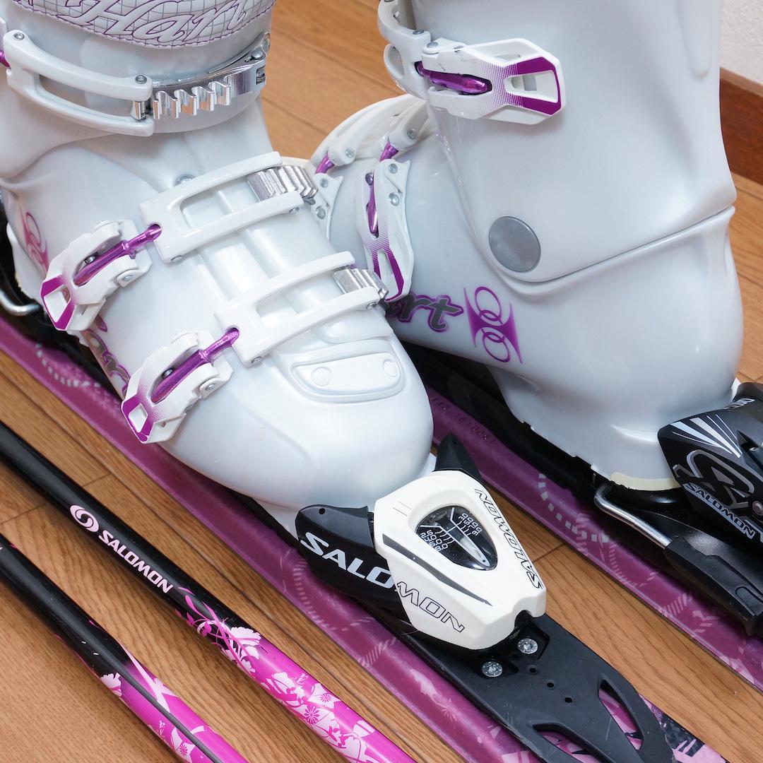 メンテ済 144cm 靴25.5cm SALOMON レディース スキーセット