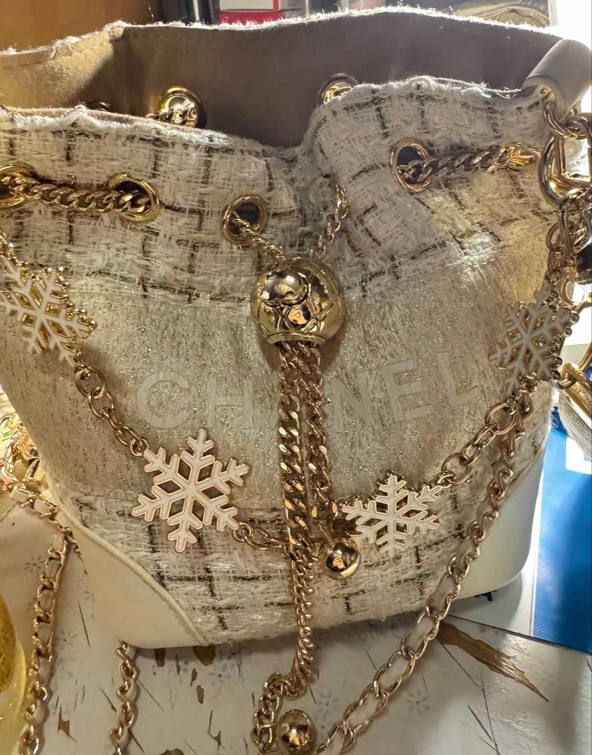 希少　レア　非売品 CHANEL ノベルティ ネイビー ツイード バケットバッグ