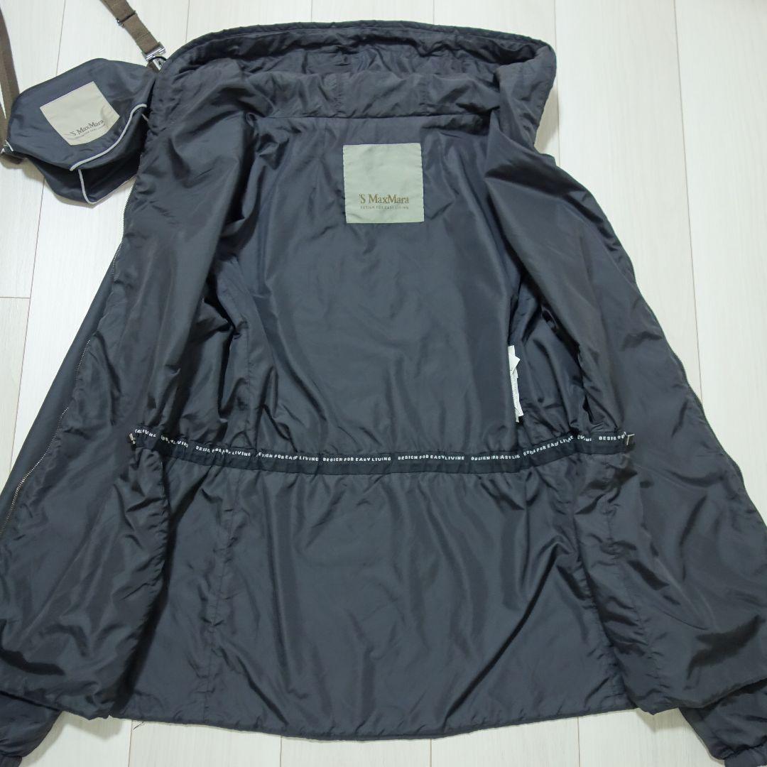S MaxMara 中綿入り フーデッドブルゾン ブラック サイズL ケース付