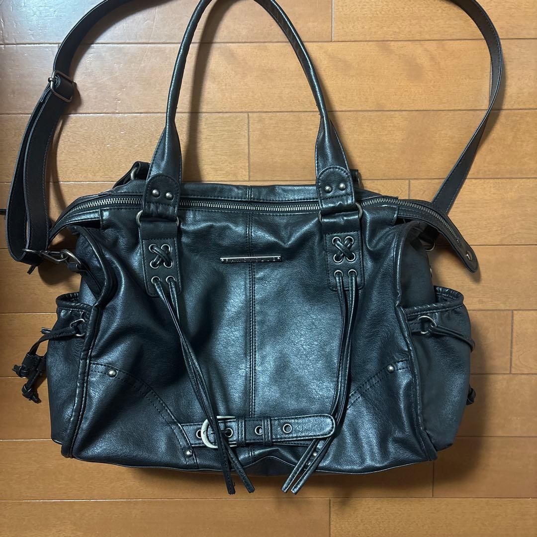バッグ Belted Washed Leather Bag black y2k