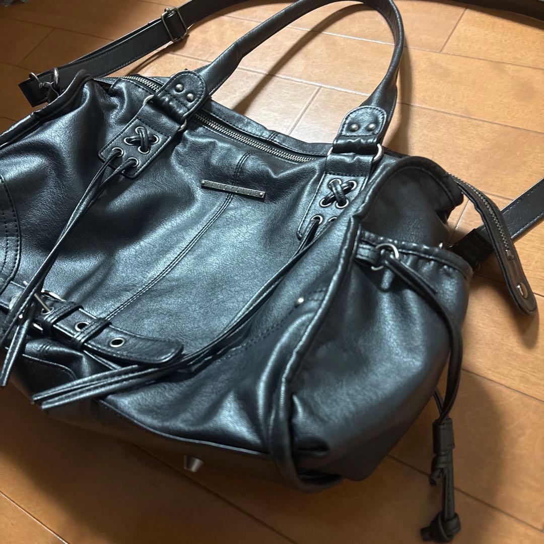バッグ Belted Washed Leather Bag black y2k