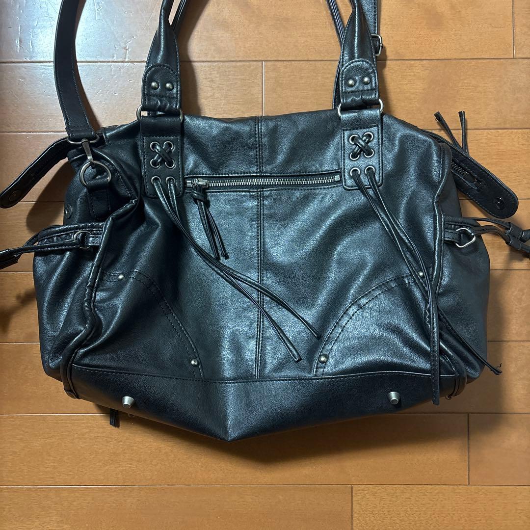バッグ Belted Washed Leather Bag black y2k