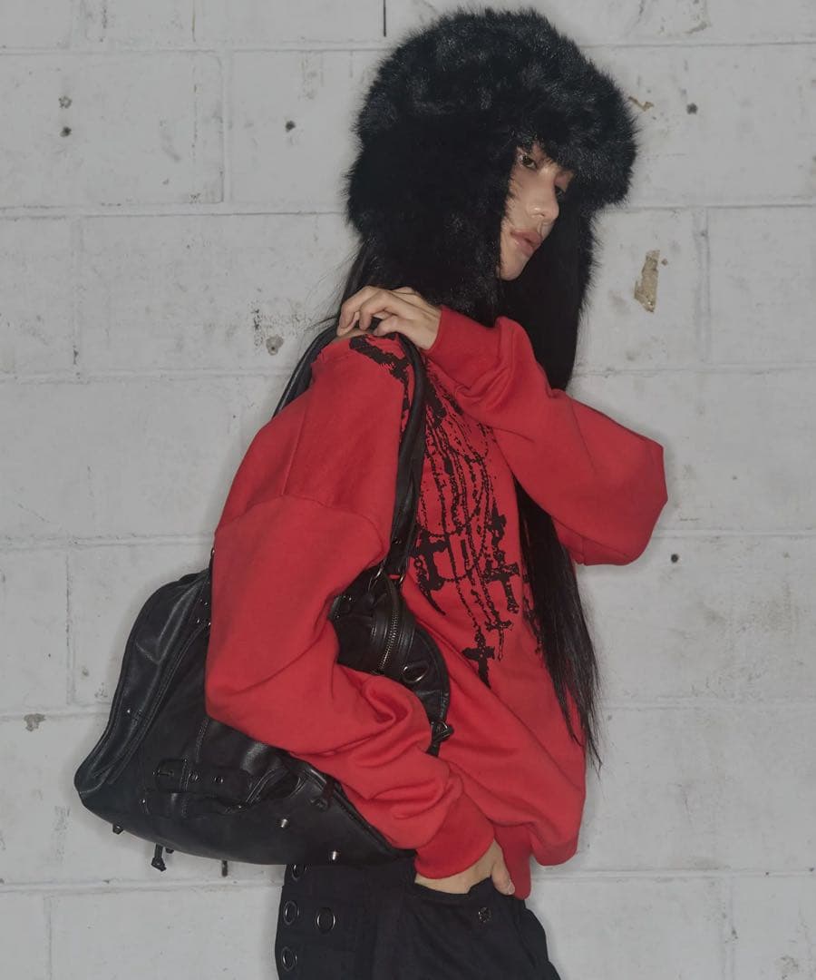 バッグ Belted Washed Leather Bag black y2k