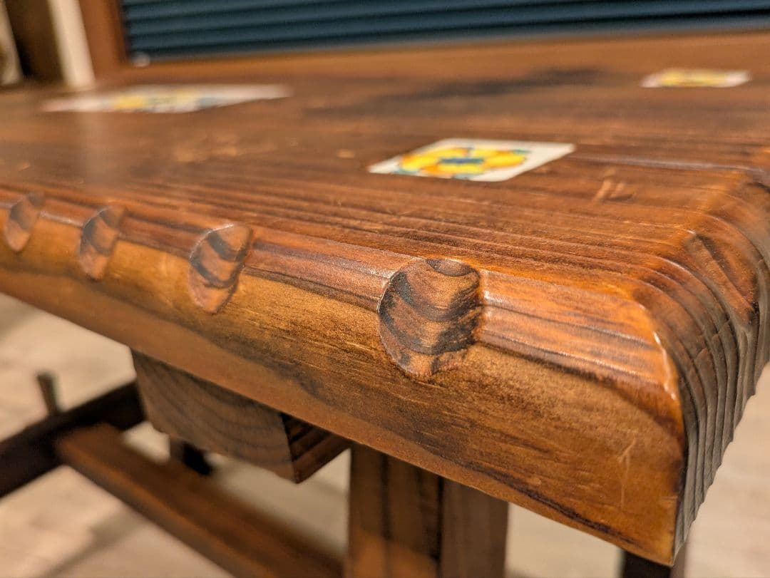 スペイン製 パイン材 カントリー家具 テーブル 天板タイル装飾