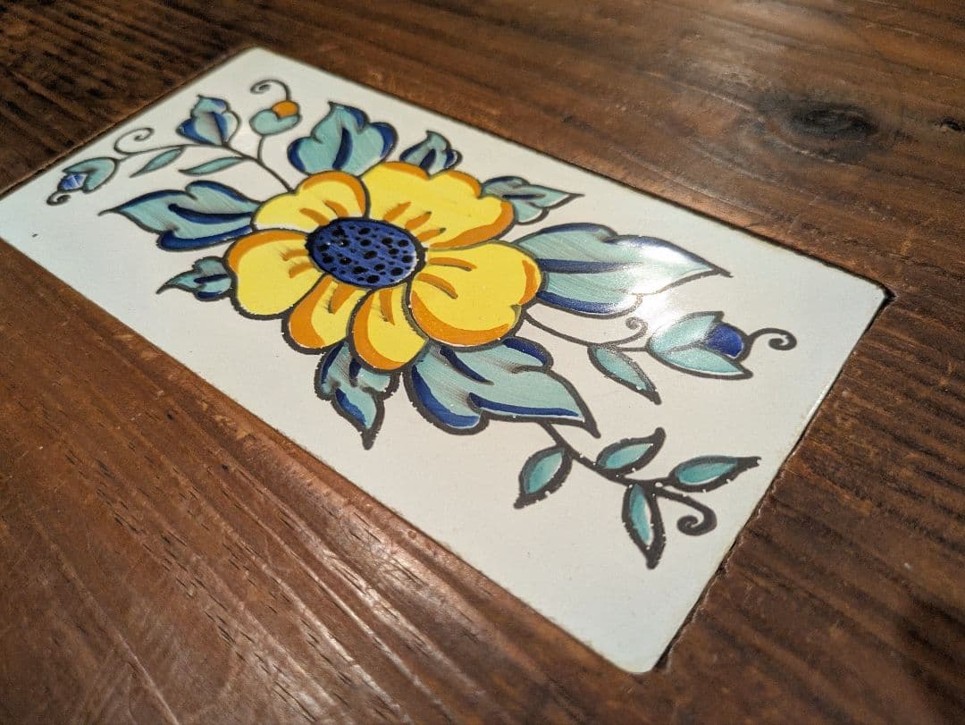 スペイン製 パイン材 カントリー家具 テーブル 天板タイル装飾