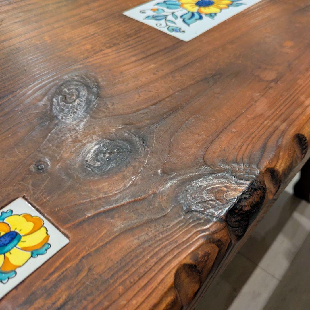 スペイン製 パイン材 カントリー家具 テーブル 天板タイル装飾