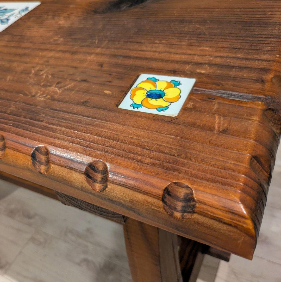 スペイン製 パイン材 カントリー家具 テーブル 天板タイル装飾
